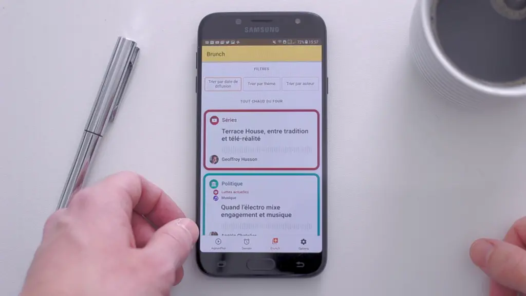 La section "brunch" de l'application Android des Croissants